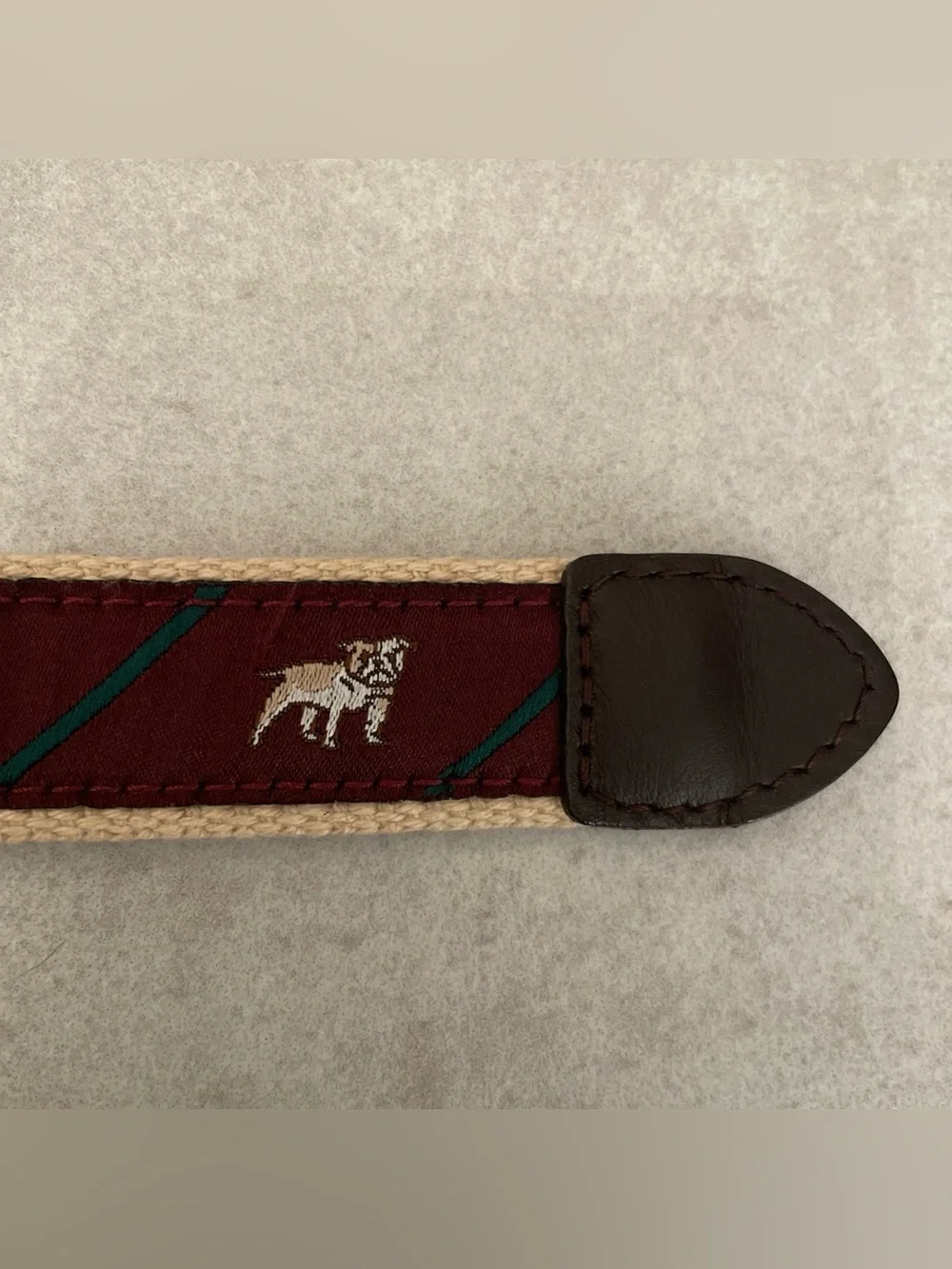 Janie and Jack Boys Bulldog Embroidered D-Ring Preppy Canvas Belt Size 2T-3T